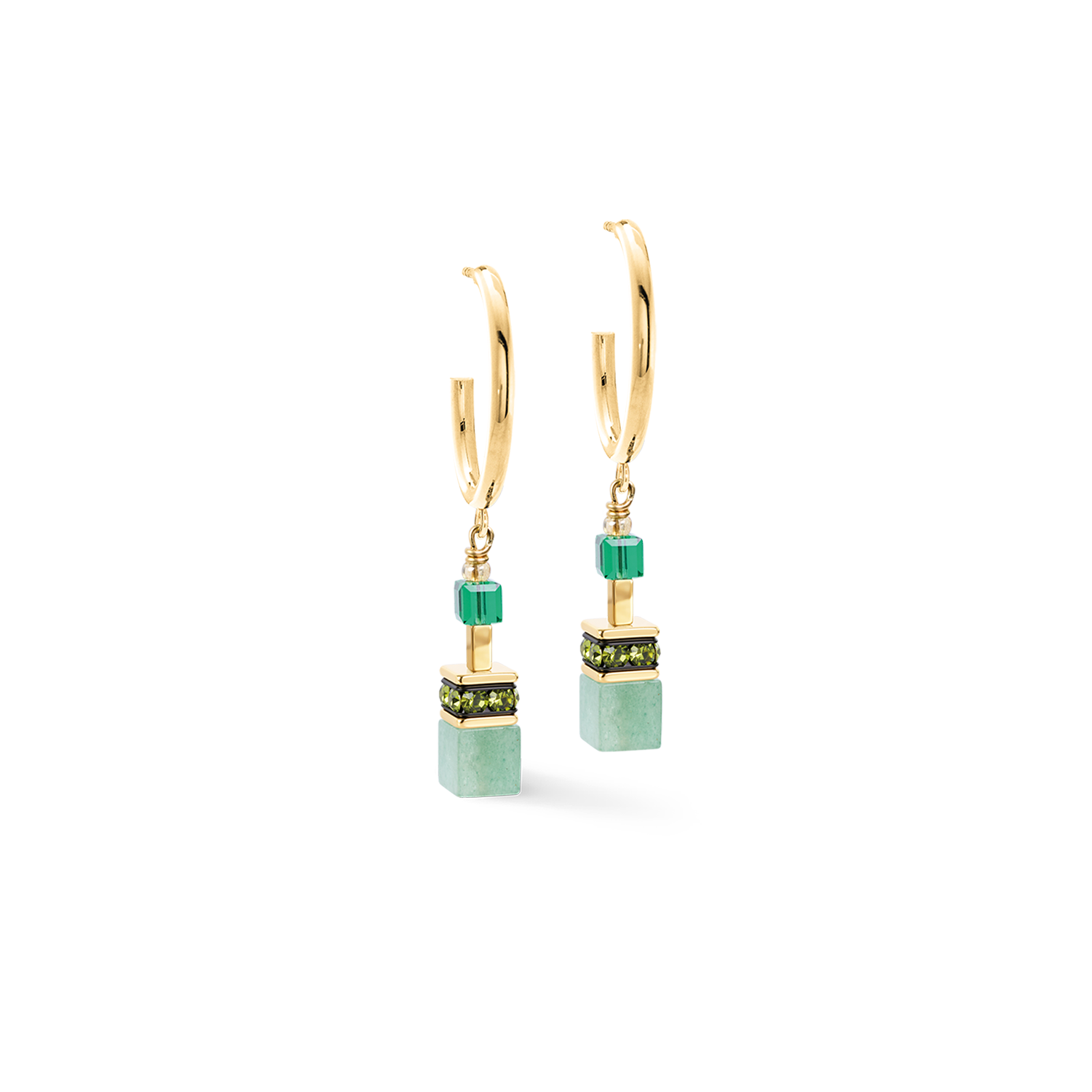 GeoCUBE® Precious Statement Hoop Earrings Emerald Garden