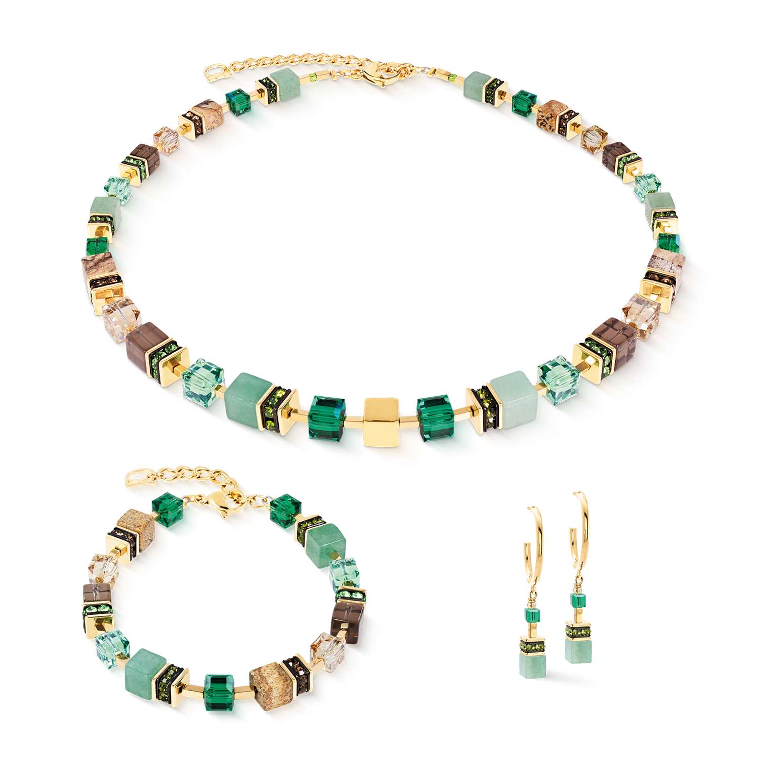 GeoCUBE® Precious Statement Hoop Earrings Emerald Garden