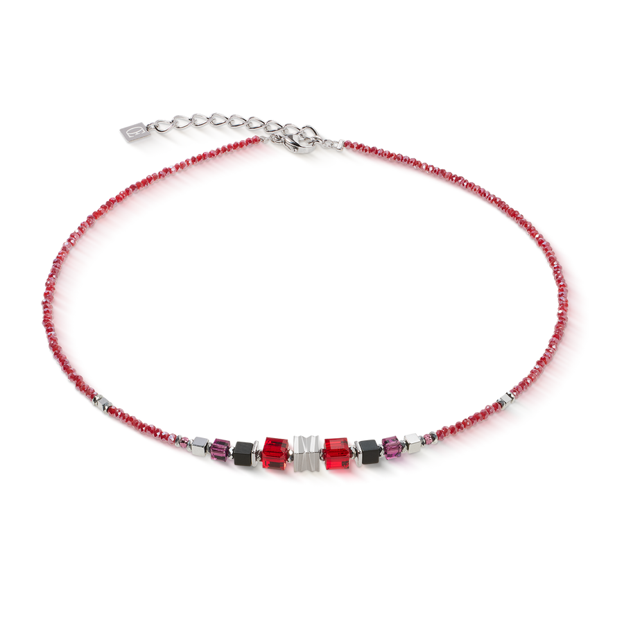 Necklace Wave Cube Flow silver-red