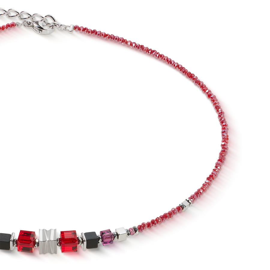 Necklace Wave Cube Flow silver-red