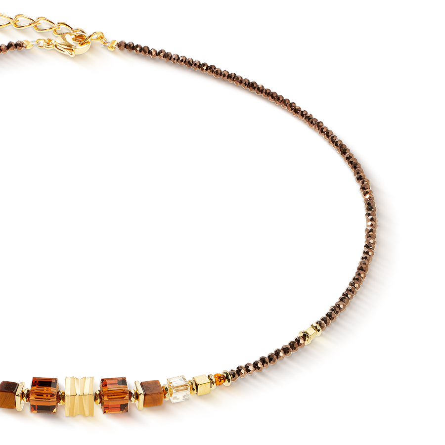 Necklace Wave Cube Flow gold-brown