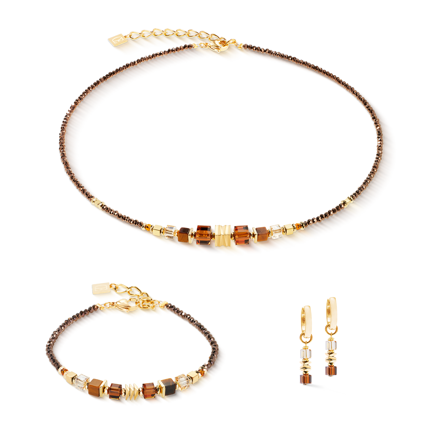 Necklace Wave Cube Flow gold-brown – COEUR DE LION (UK-WORLD)