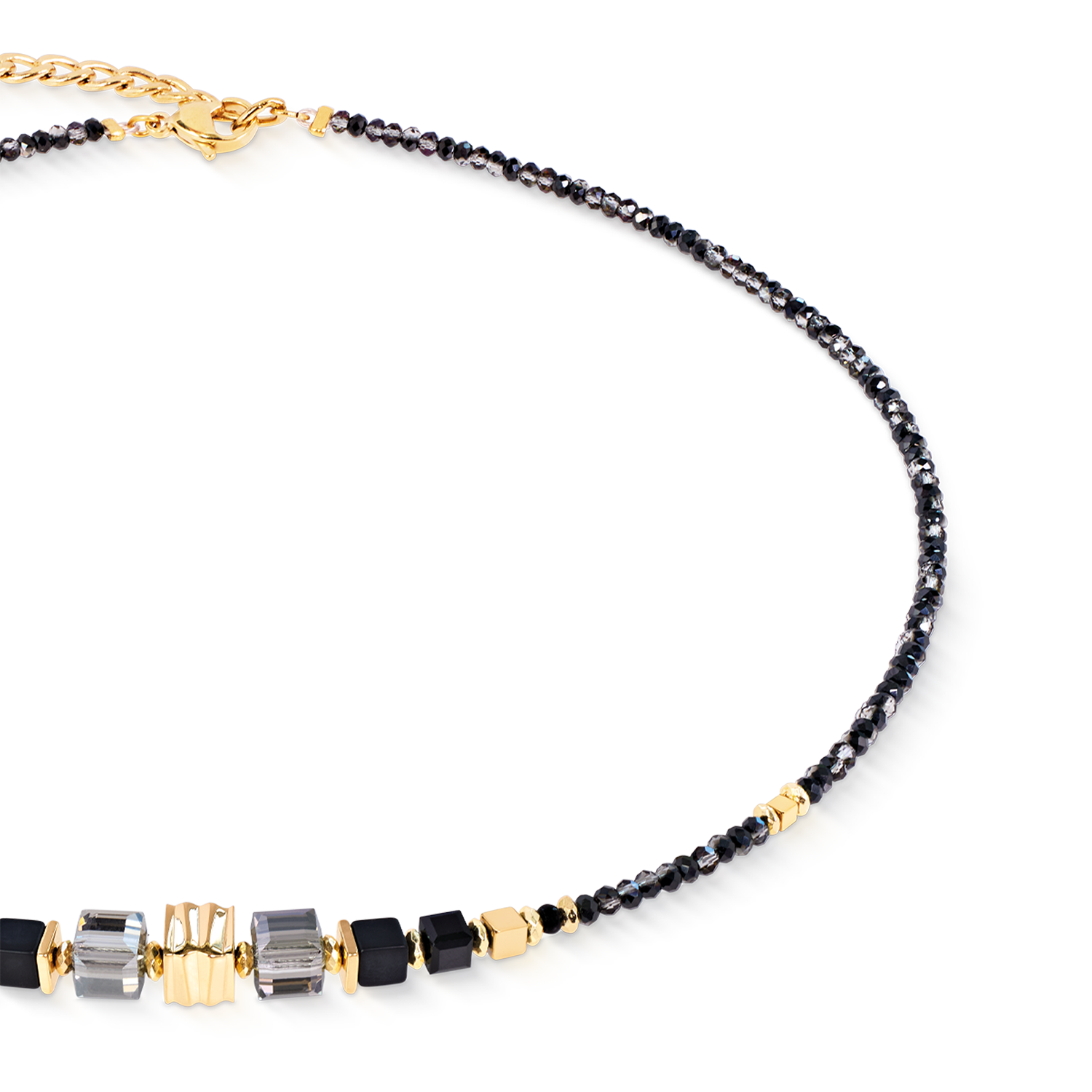 Necklace Wave Cube Flow gold-black