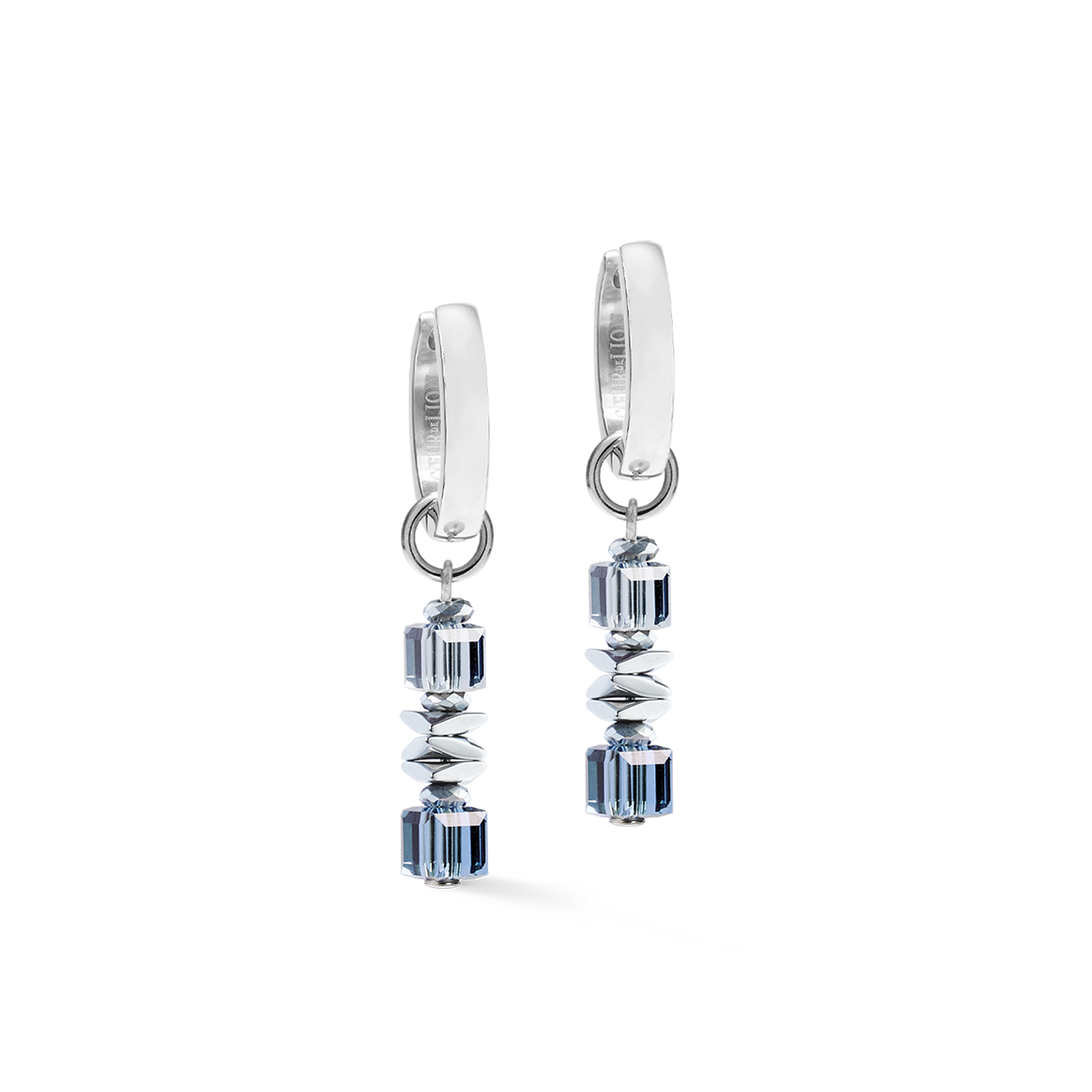 Hoop Earrings Wave Cube Flow silver-blue