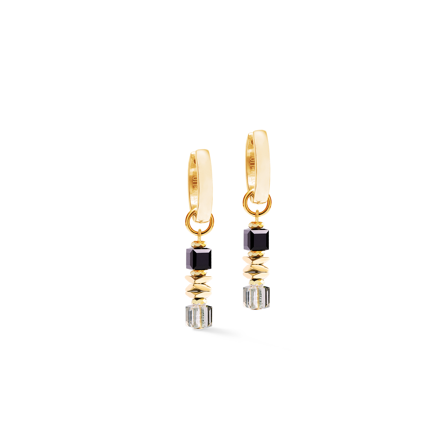 Hoop Earrings Wave Cube Flow gold-black