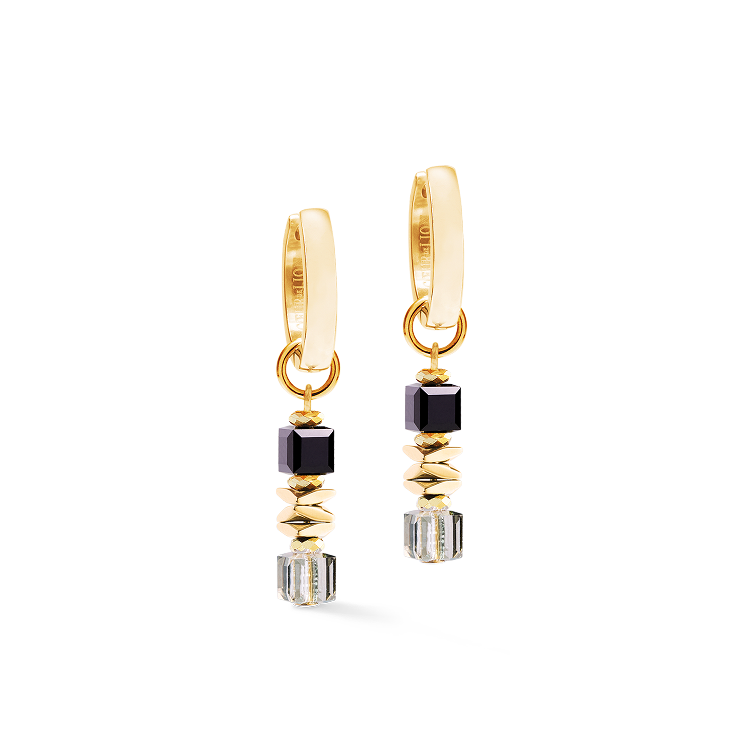 Hoop Earrings Wave Cube Flow gold-black
