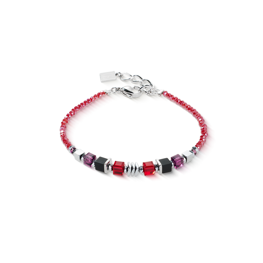 Bracelet Wave Cube Flow silver-red