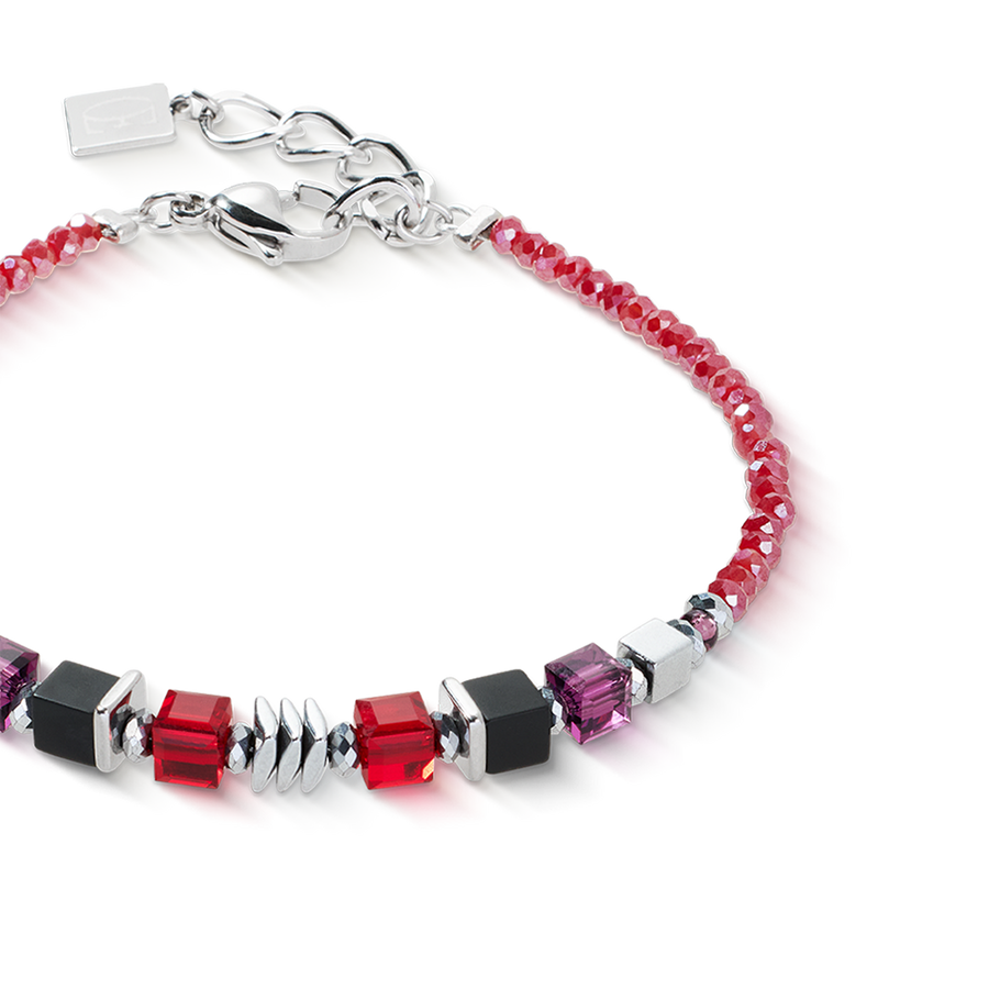 Bracelet Wave Cube Flow silver-red