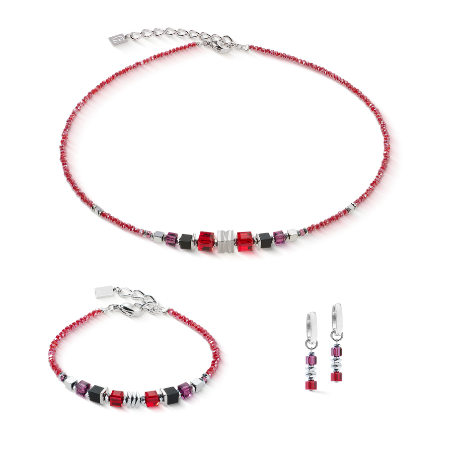 Bracelet Wave Cube Flow silver-red