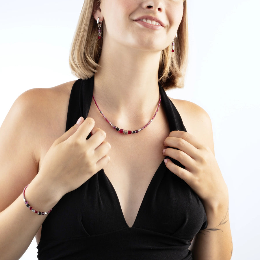 Bracelet Wave Cube Flow silver-red