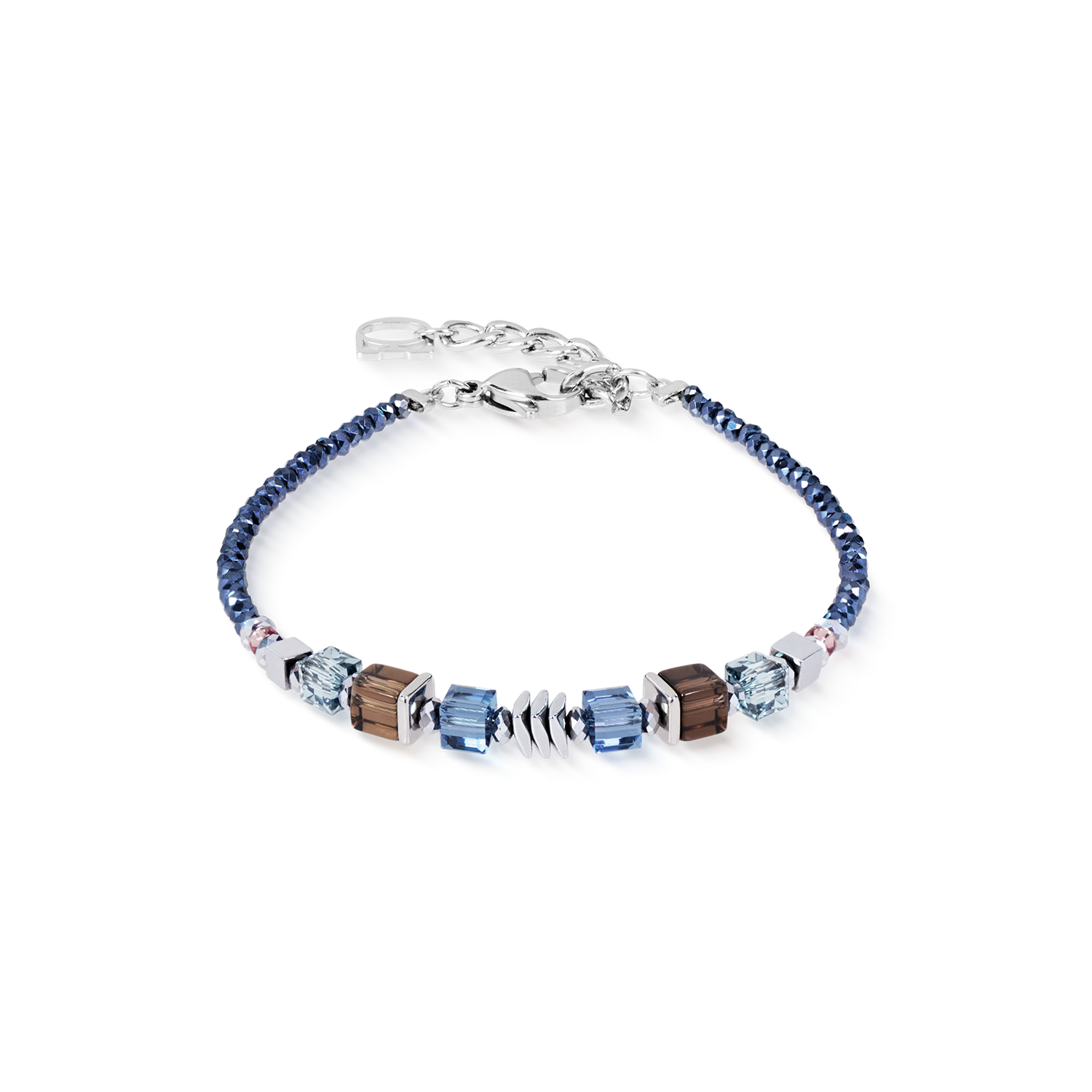 Bracelet Wave Cube Flow silver-blue