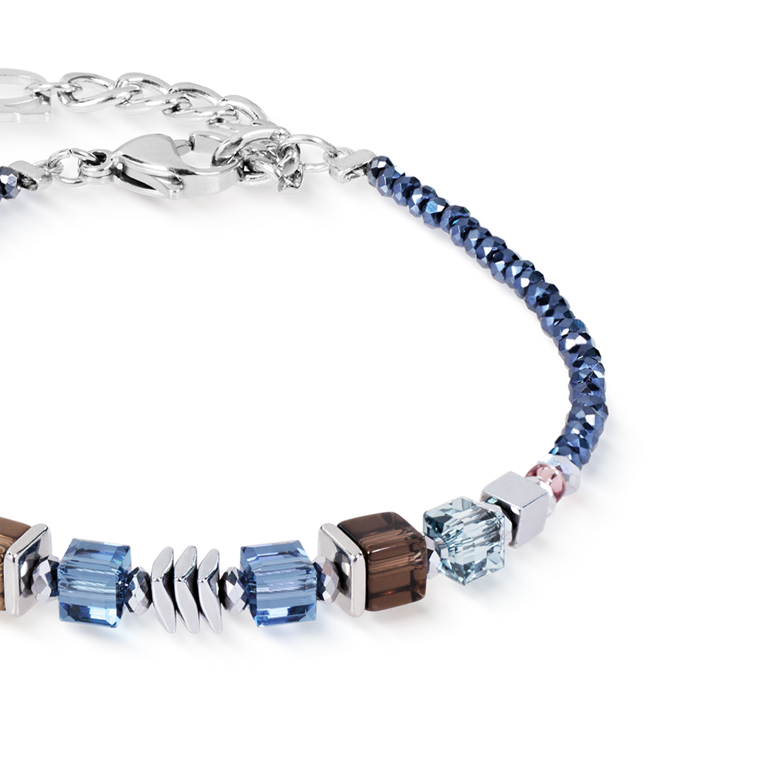 Bracelet Wave Cube Flow silver-blue
