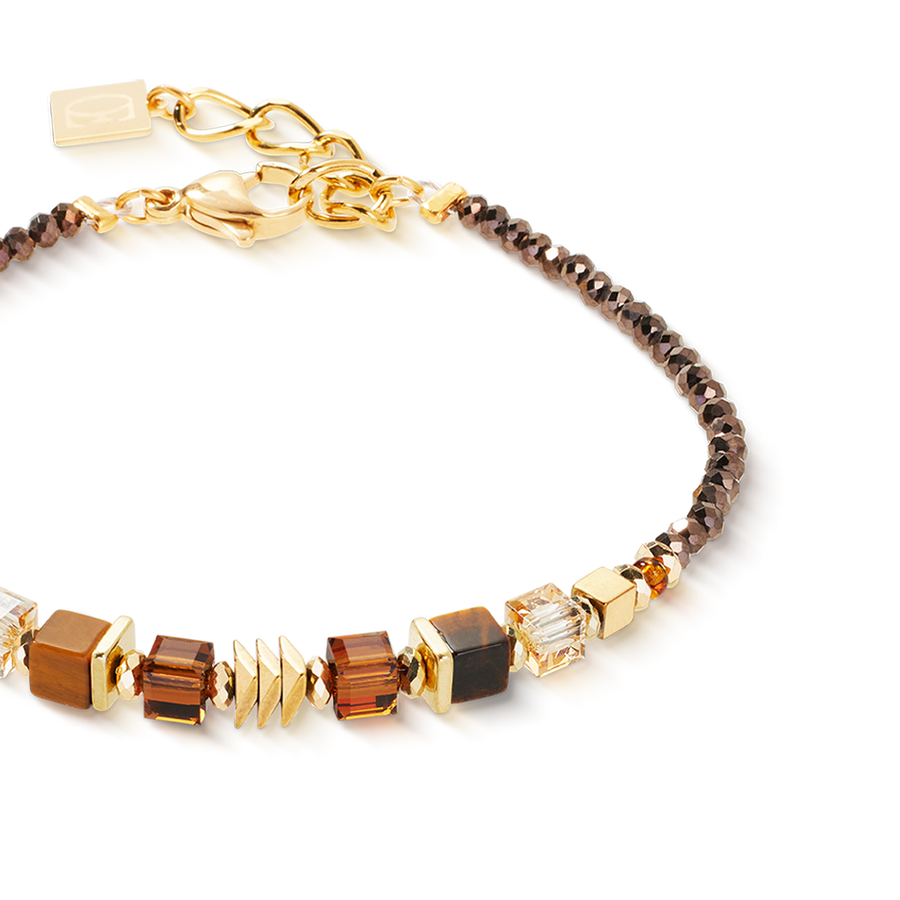 Bracelet Wave Cube Flow gold-brown