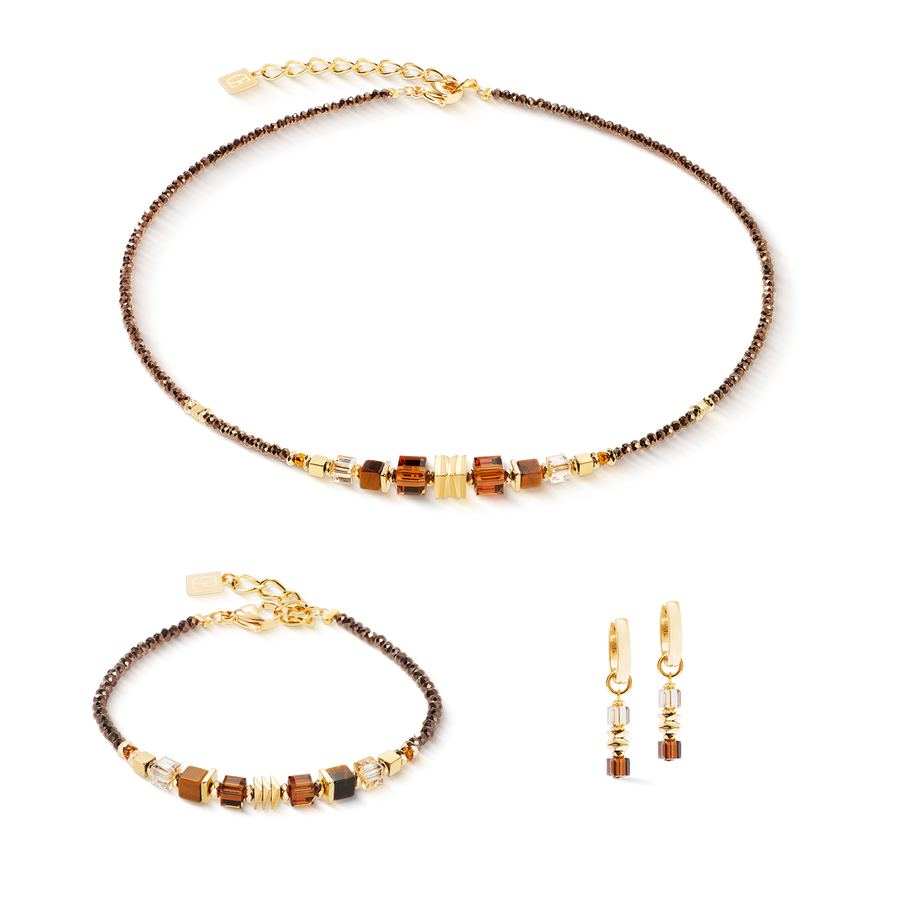 Bracelet Wave Cube Flow gold-brown