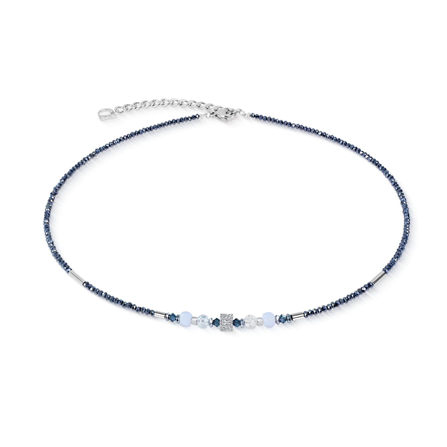 Necklace Cube Balance Blue Mist