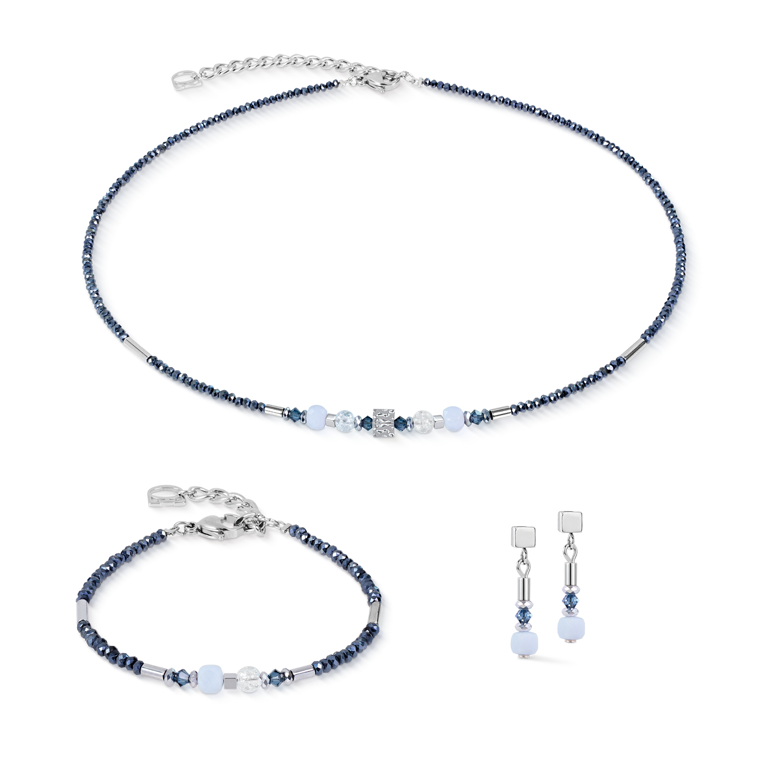 Necklace Cube Balance Blue Mist