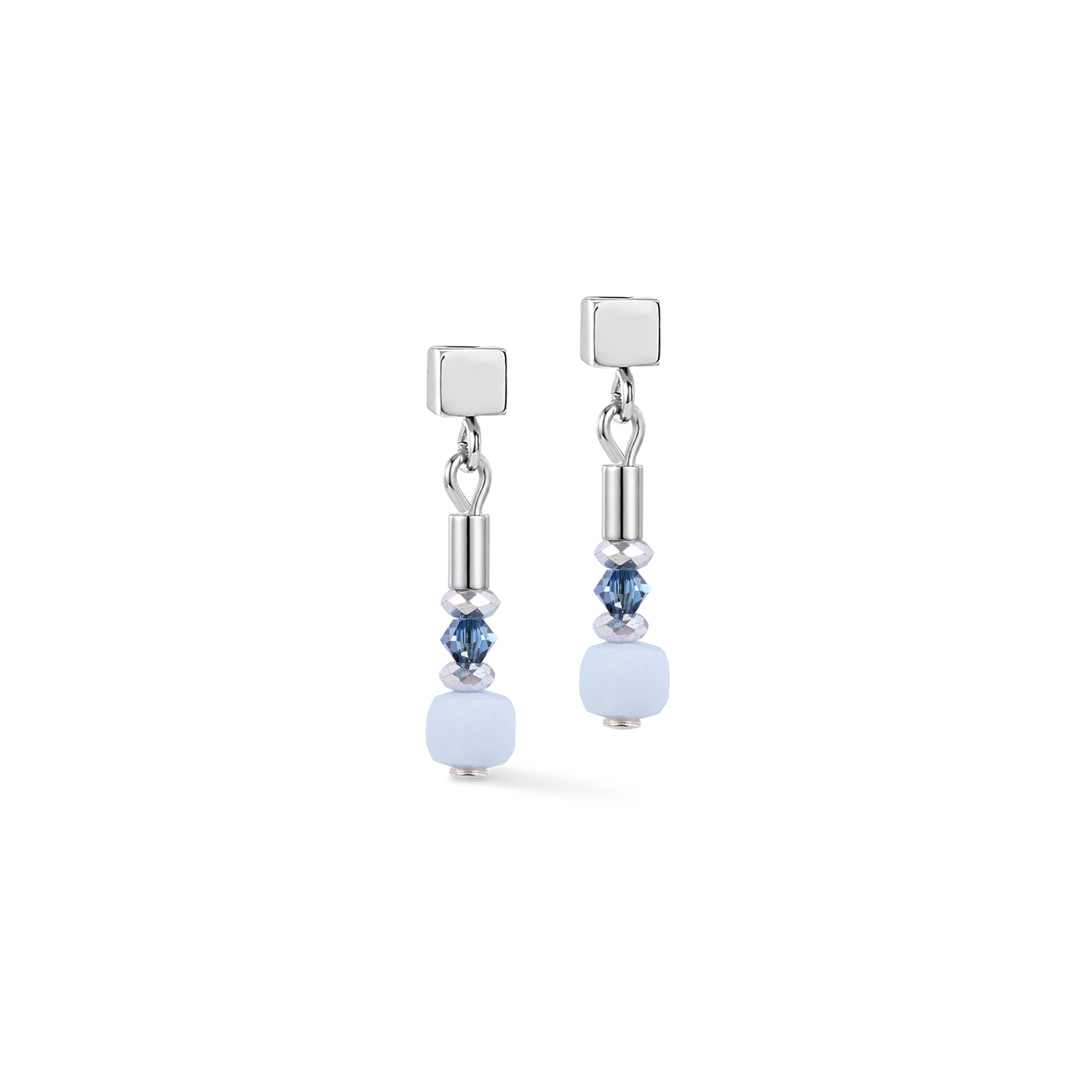 Stud Earrings Cube Balance Blue Mist