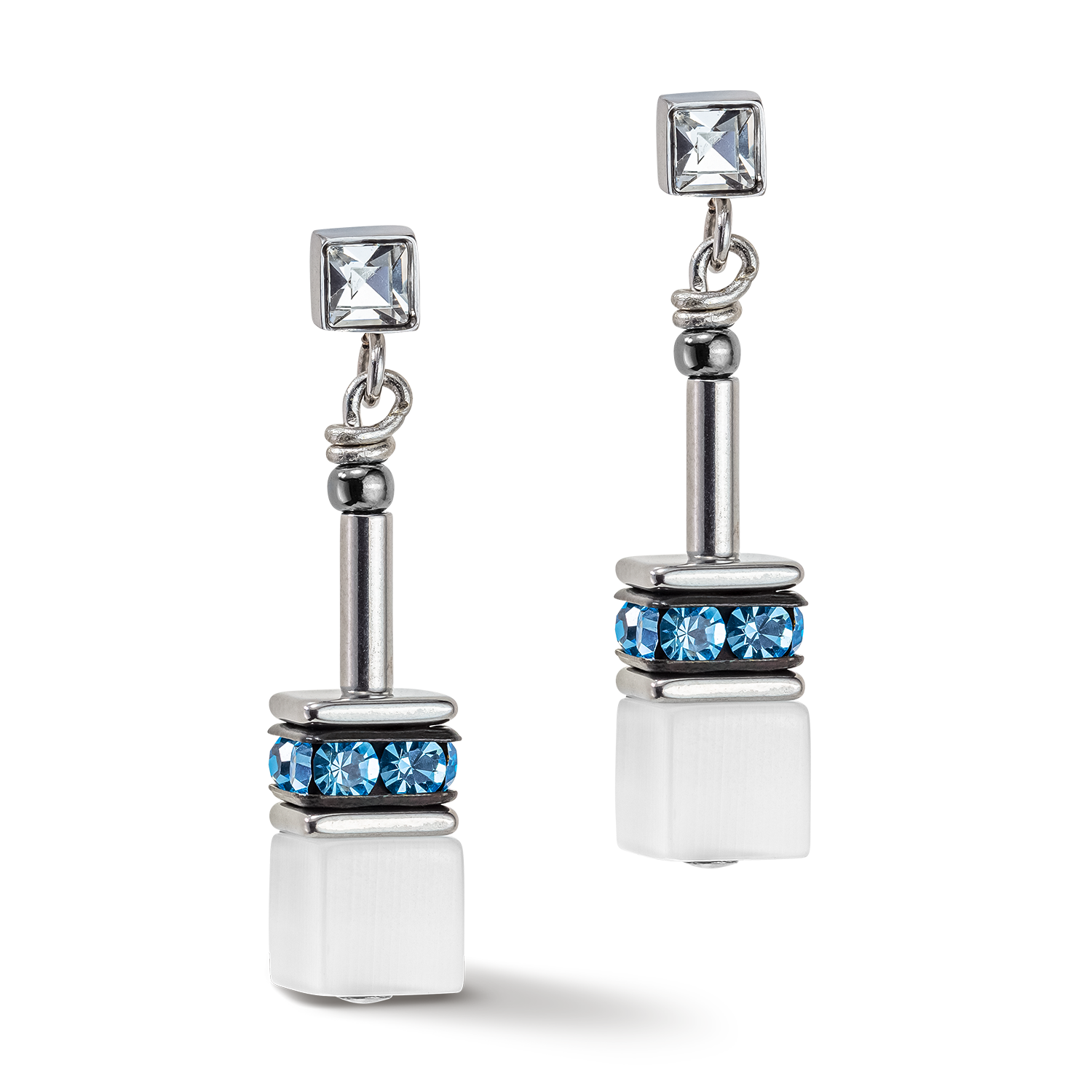 GeoCUBE® Iconic Monochrome earrings aqua