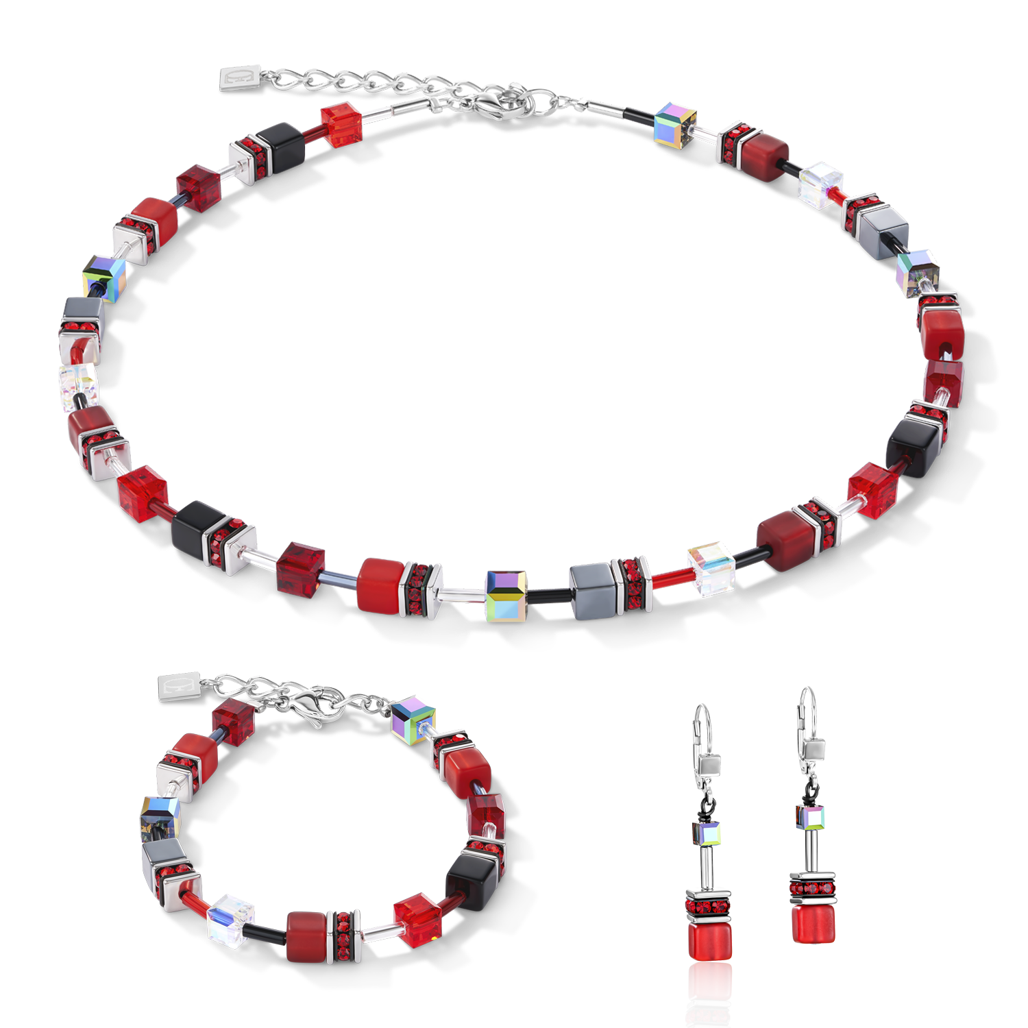 GeoCUBE® Necklace red-haematite