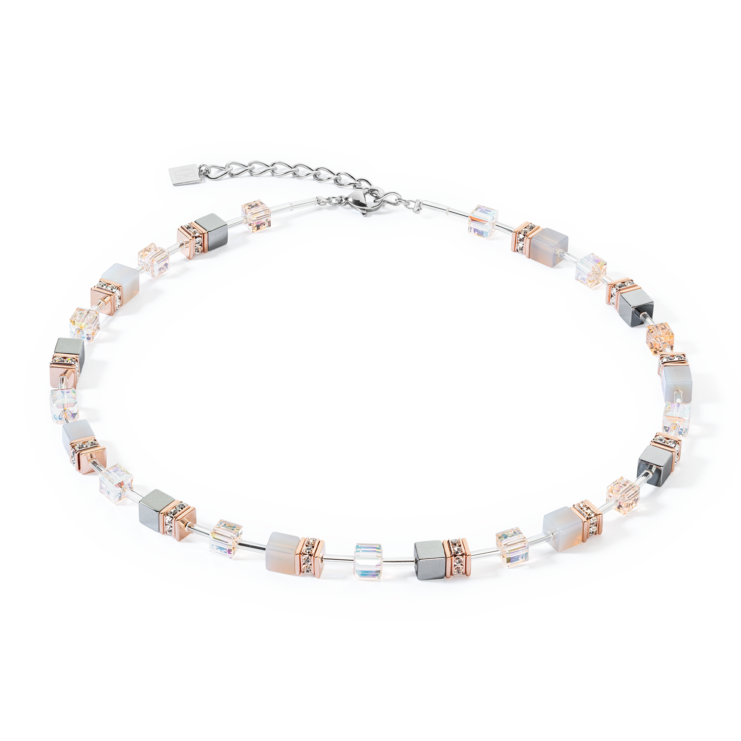 GeoCUBE® Iconic Precious necklace rose gold peach