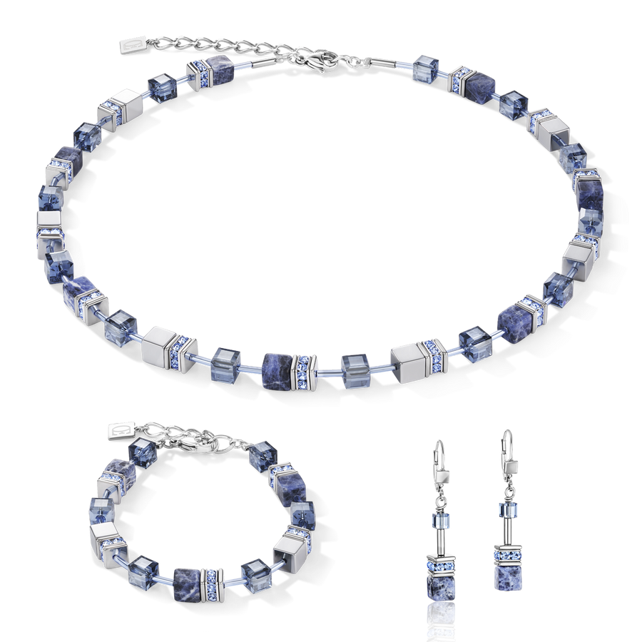 GeoCUBE® Necklace sodalite & haematite blue