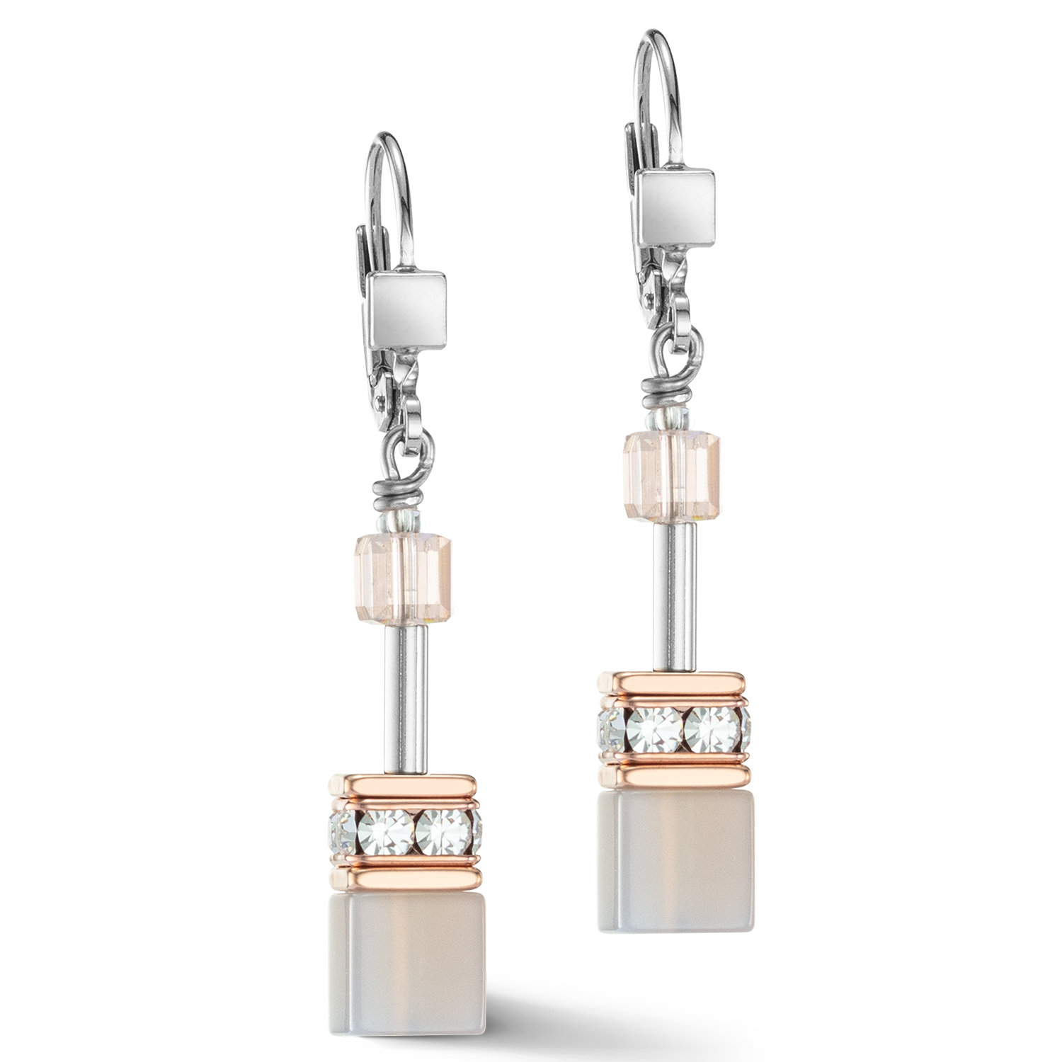 GeoCUBE® Iconic Precious earrings rose gold-peach
