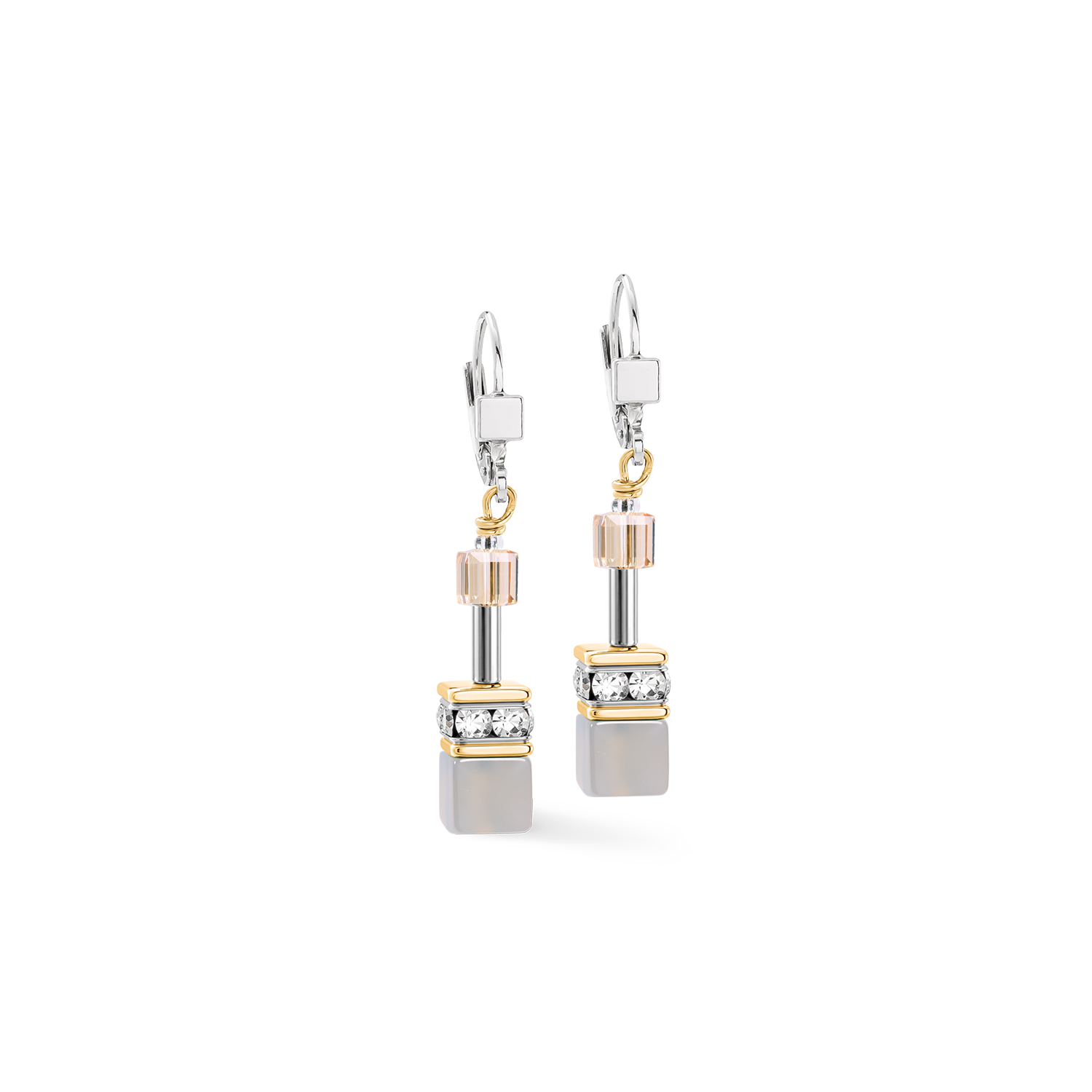 GeoCUBE® Drop Earrings Agate & Hematite grey-gold
