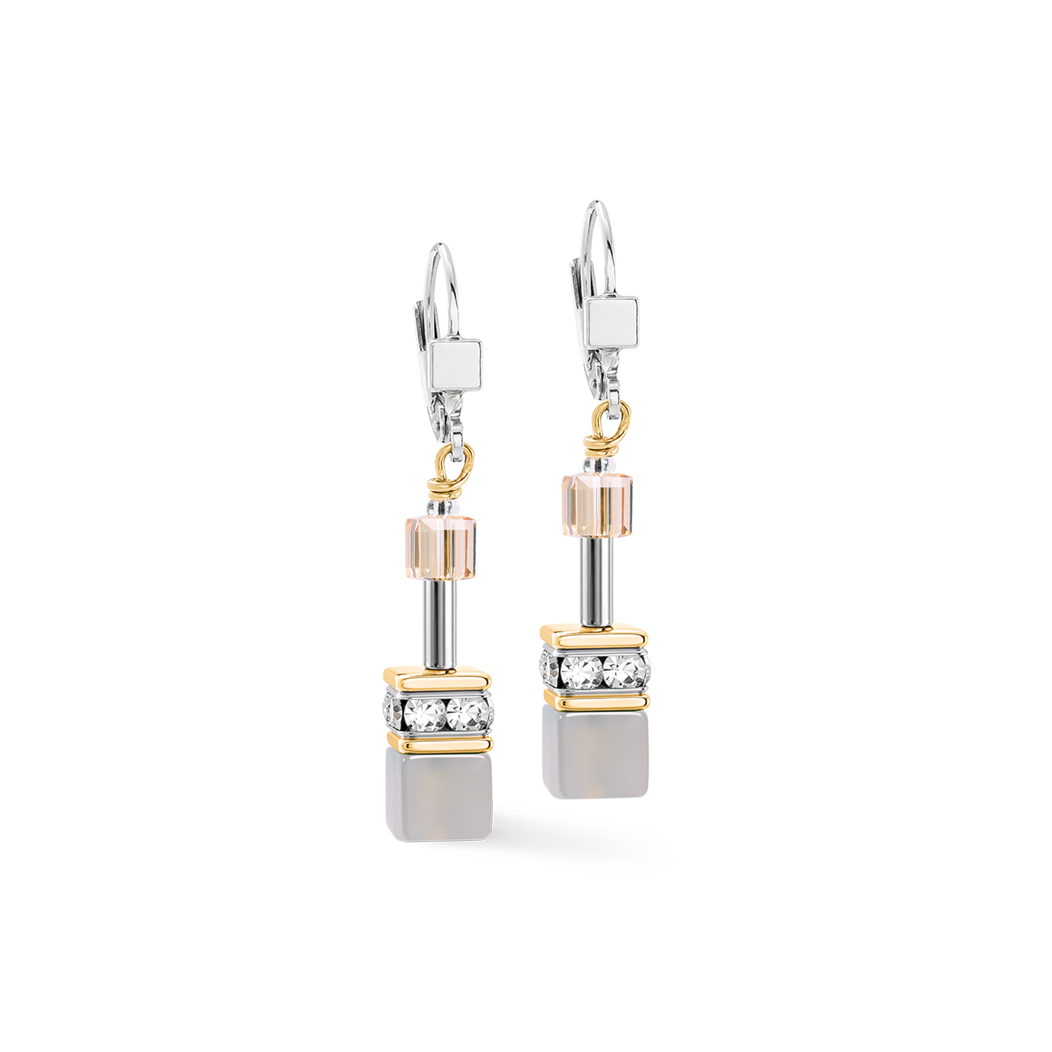 GeoCUBE® Drop Earrings Agate & Hematite grey-gold