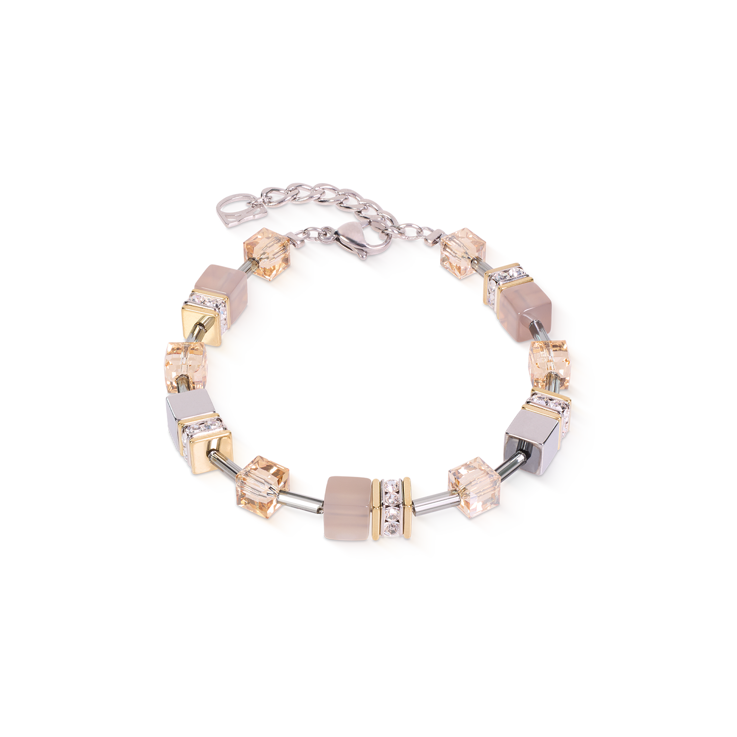 GeoCUBE® Bracelet Agate & Hematite grey-gold