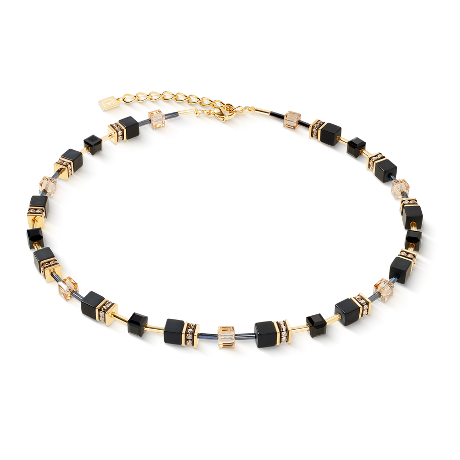 GeoCUBE® necklace Onyx black-gold