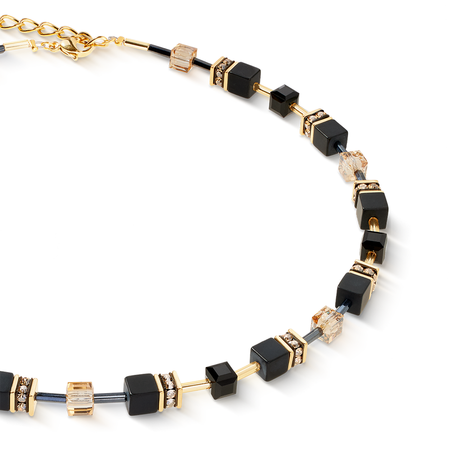 GeoCUBE® necklace Onyx black-gold