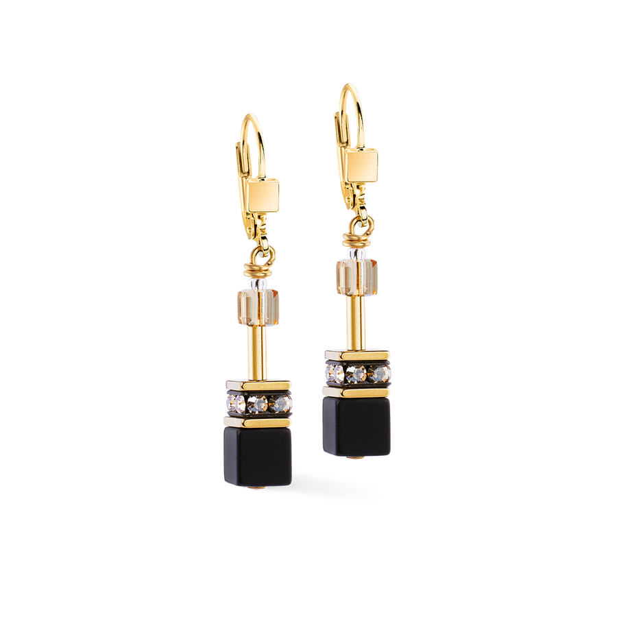GeoCUBE® earrings onyx black-gold