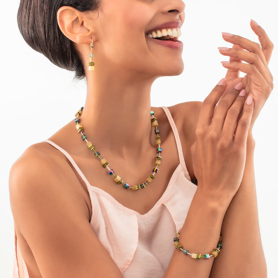 GeoCUBE® Iconic Mono Gold necklace olive