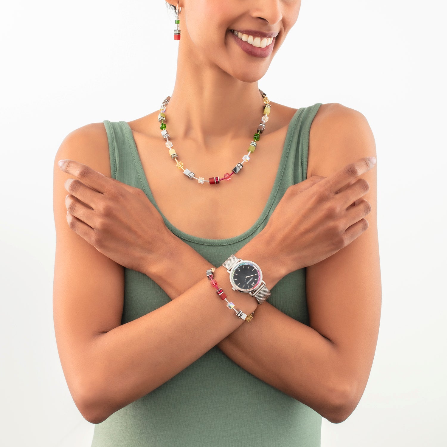 GeoCUBE® Iconic necklace red-green