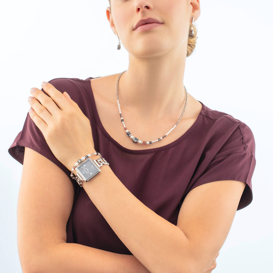 Vintage Pearl Mix necklace silver-grey