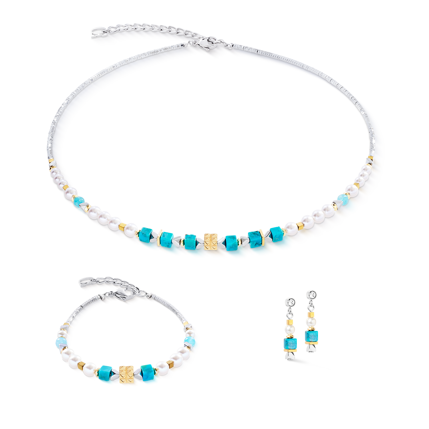 Necklace Modern Elegance Spikes gold-turquoise