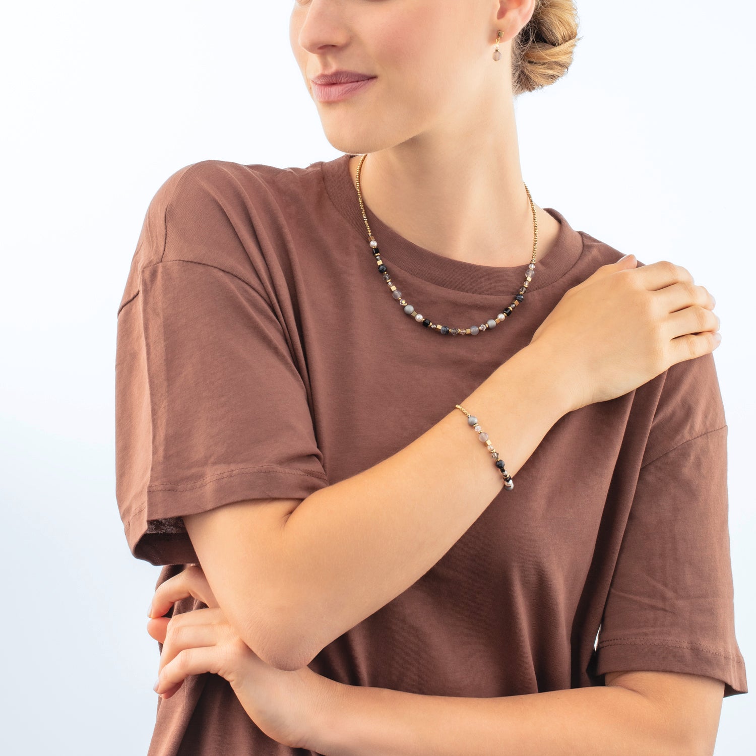 Festive Spheres earrings gold-graphite