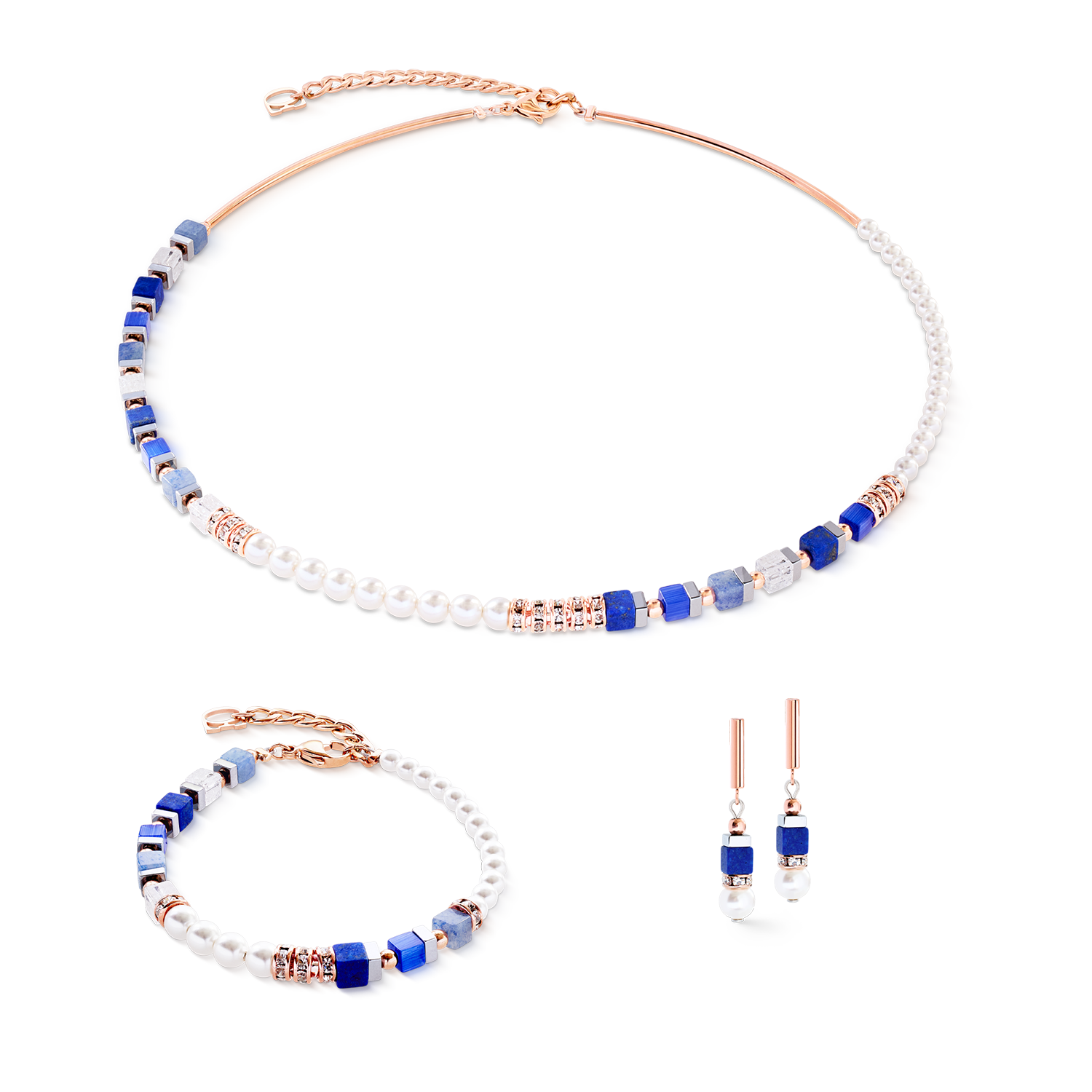 Precious Fusion Offset necklace rose gold-blue