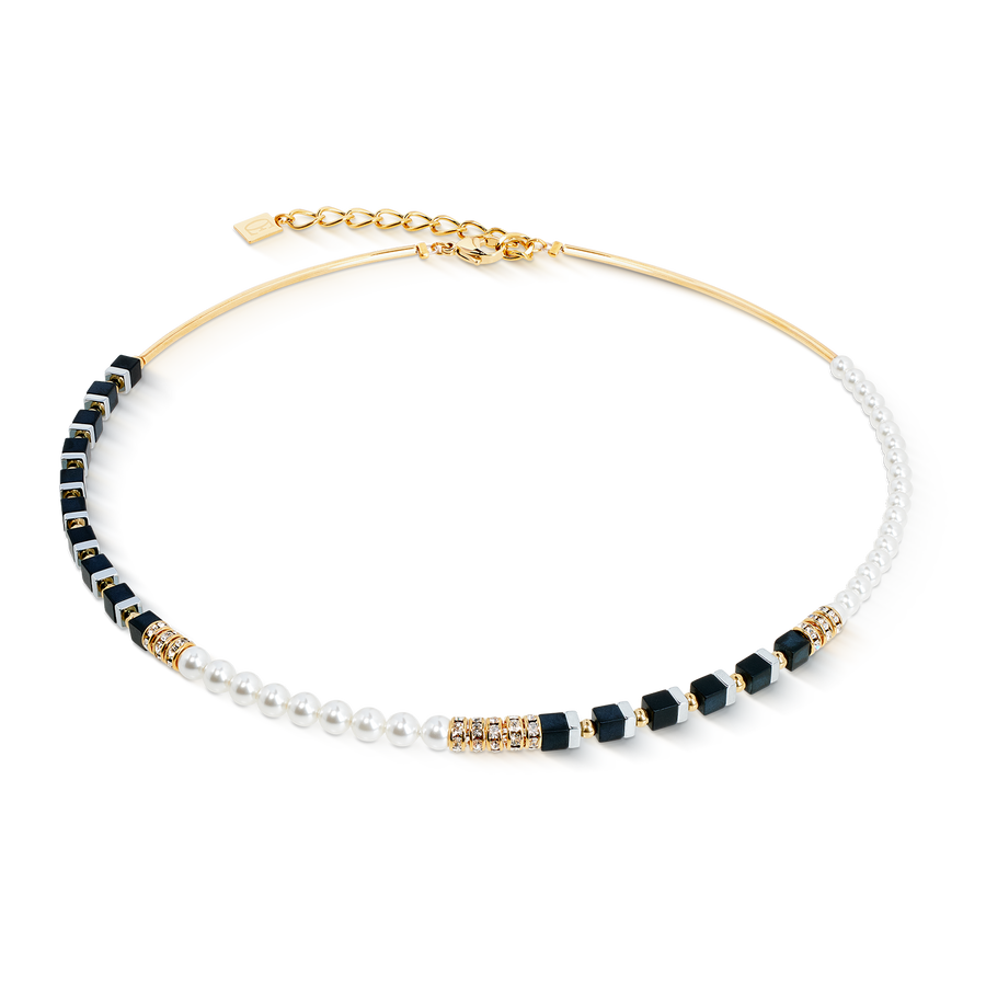 Precious Fusion Offset necklace black-pearl