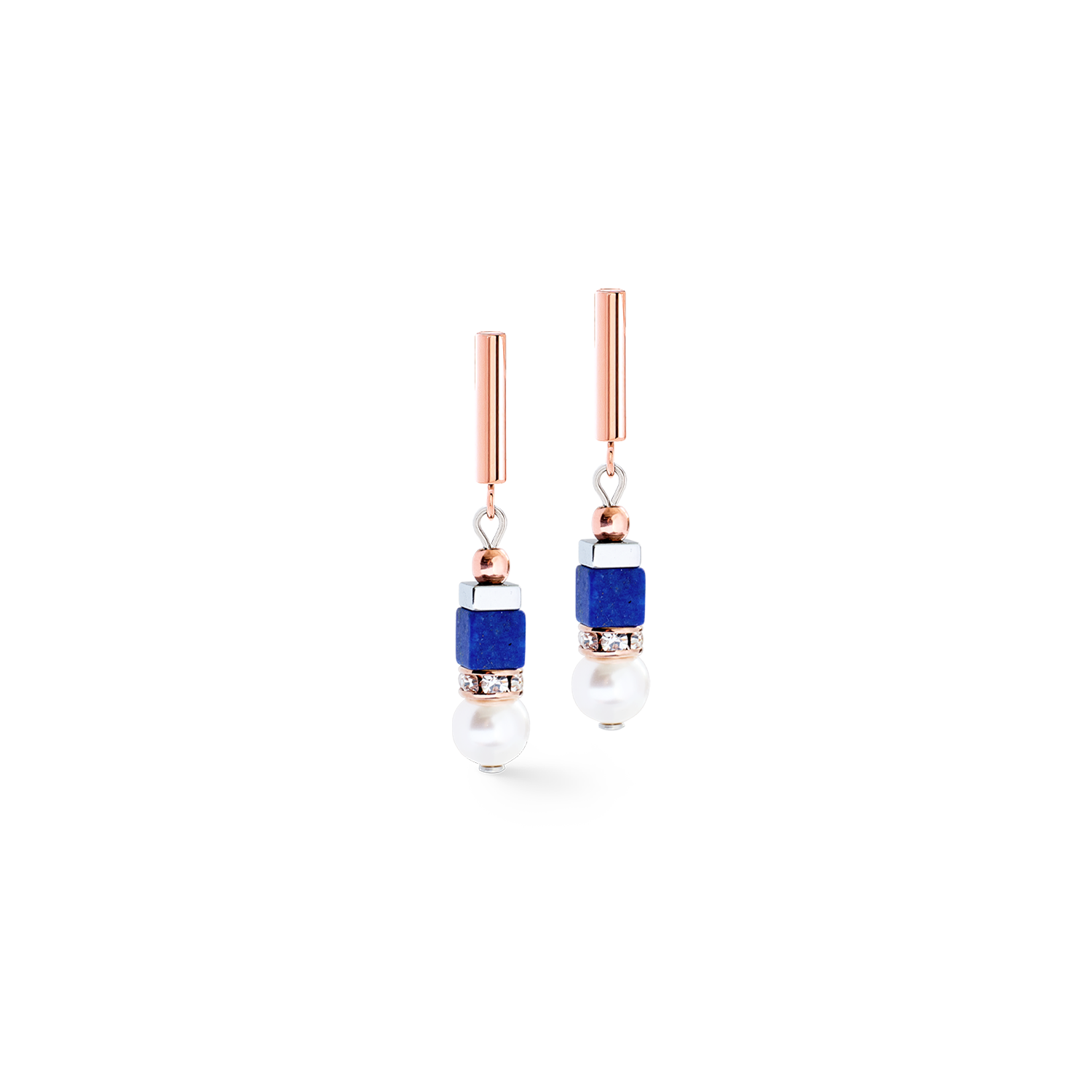 Precious Fusion Offset earrings rose gold-blue