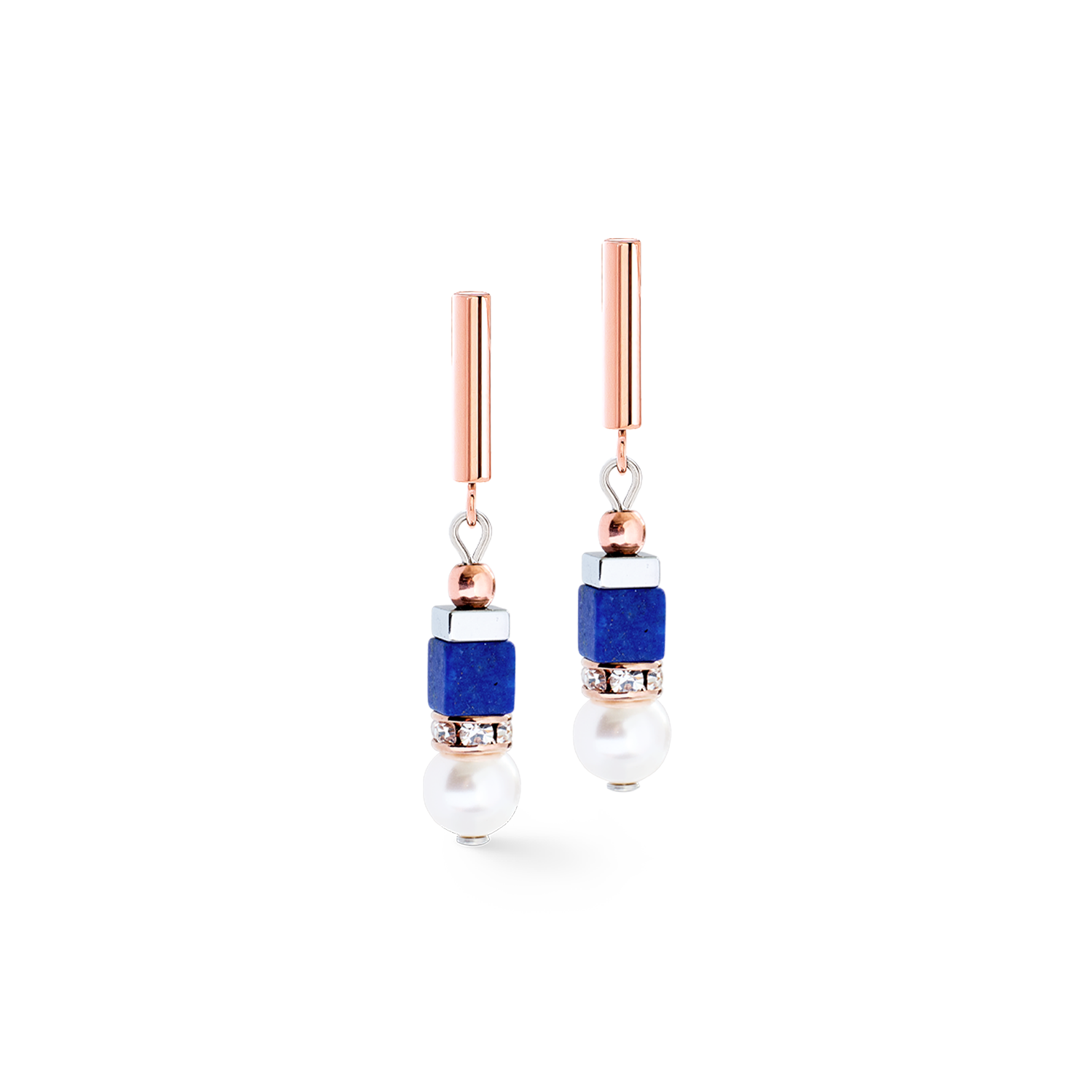 Precious Fusion Offset earrings rose gold-blue