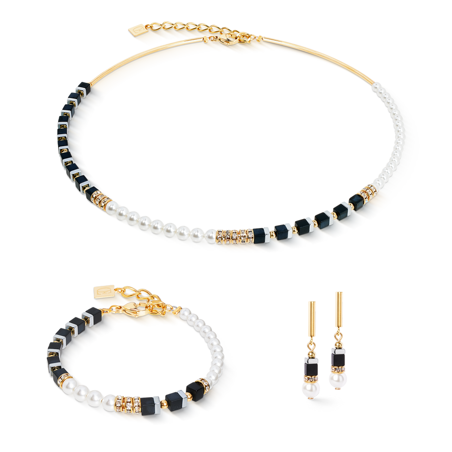 Precious Fusion Offset earring black-pearl