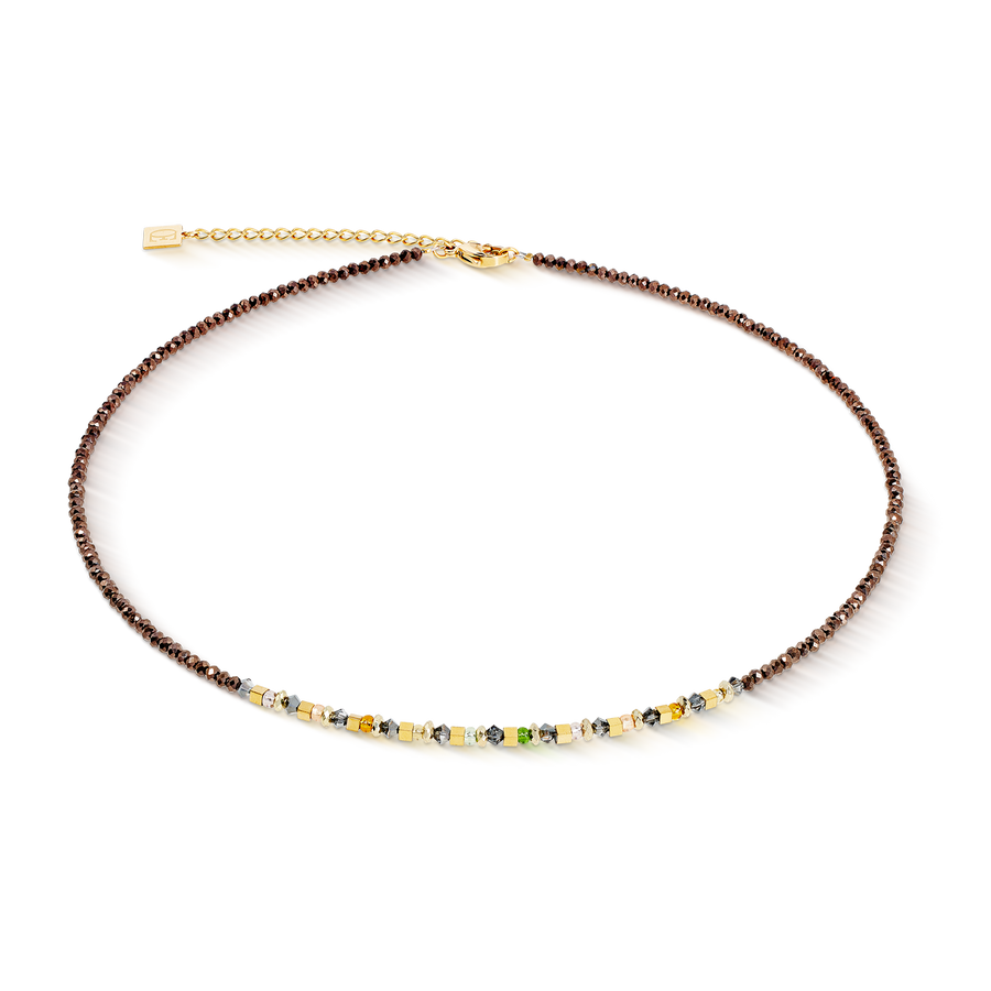 Necklace golden Whisper brown-olive