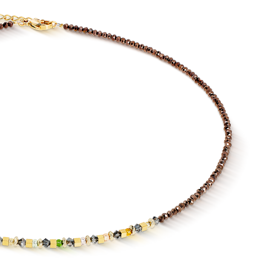 Necklace golden Whisper brown-olive