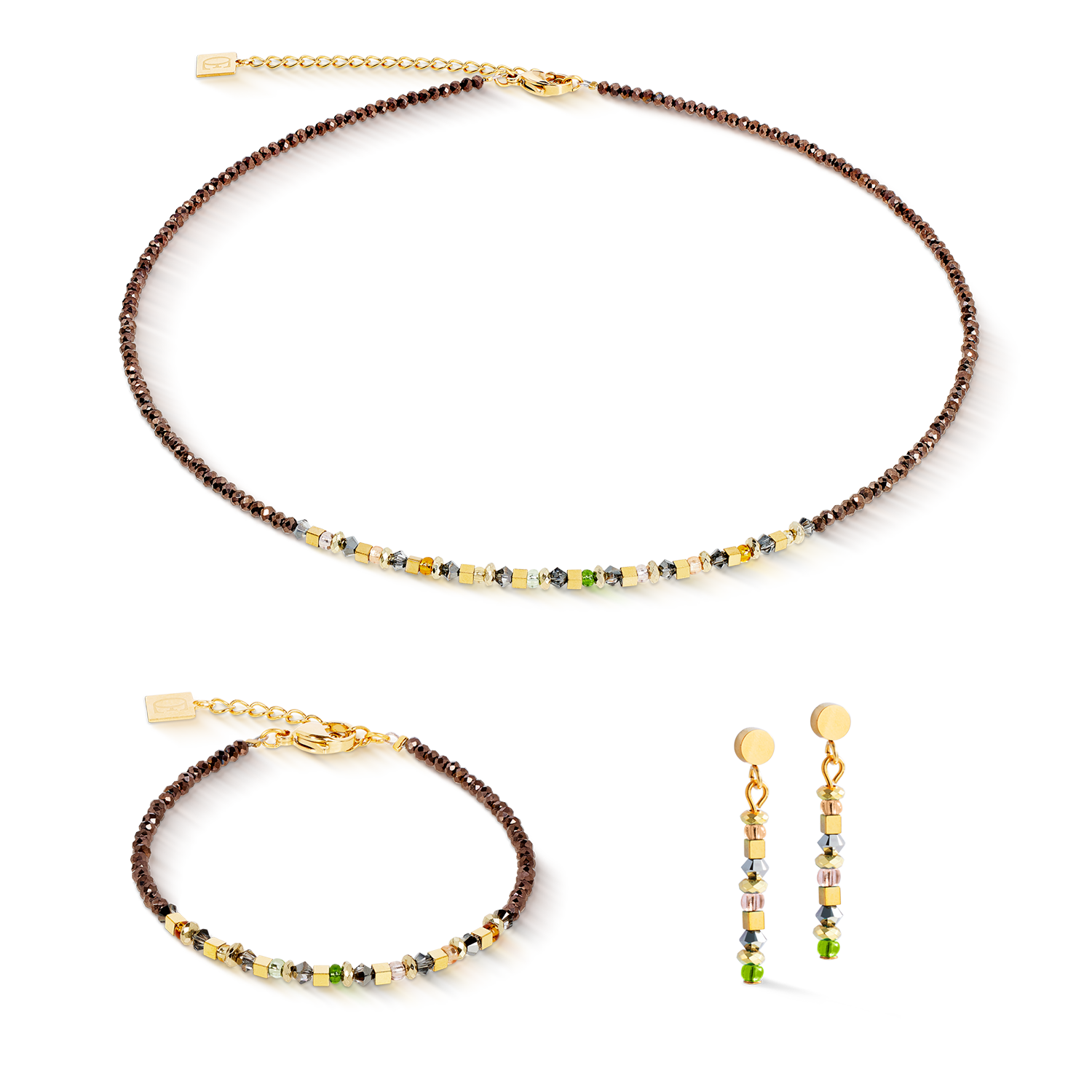 Earrings golden Whisper brown-olive