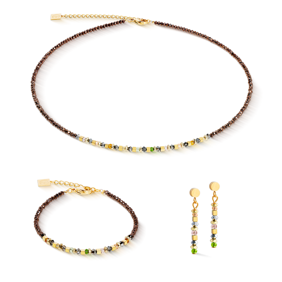 Earrings golden Whisper brown-olive