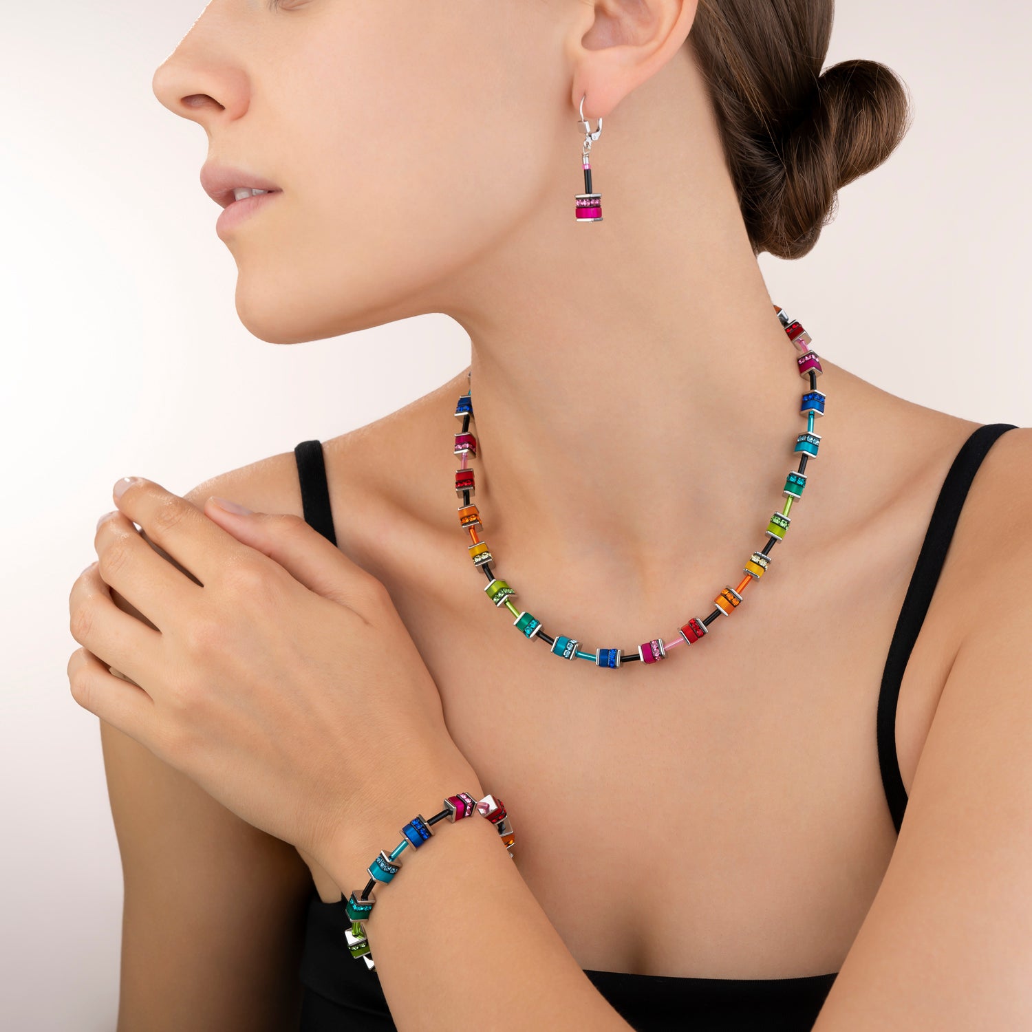 GeoCUBE® Necklace classic polaris & rhinestone multicolour