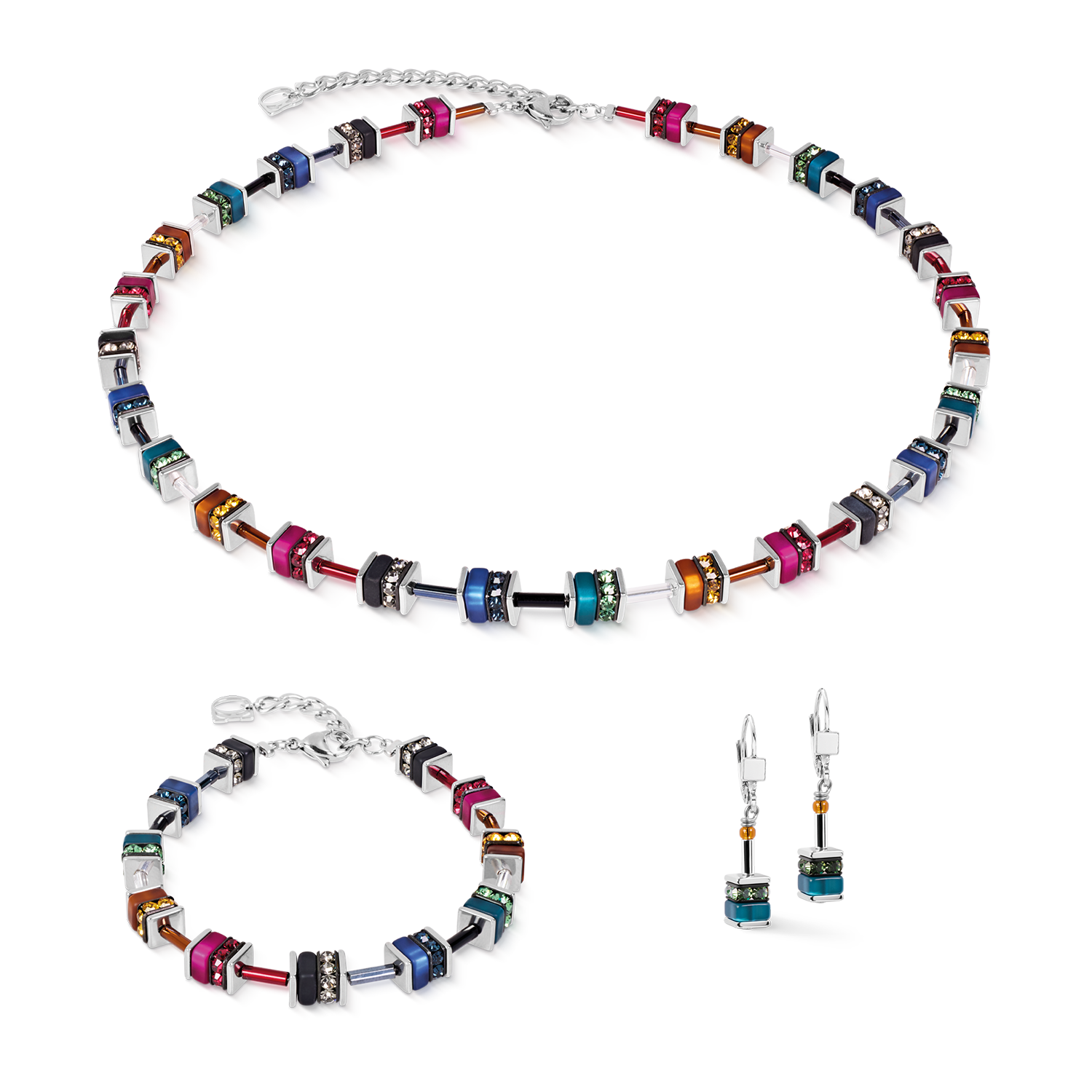 GeoCUBE® Earrings classic Polaris & Rhinestone multicolour Winter