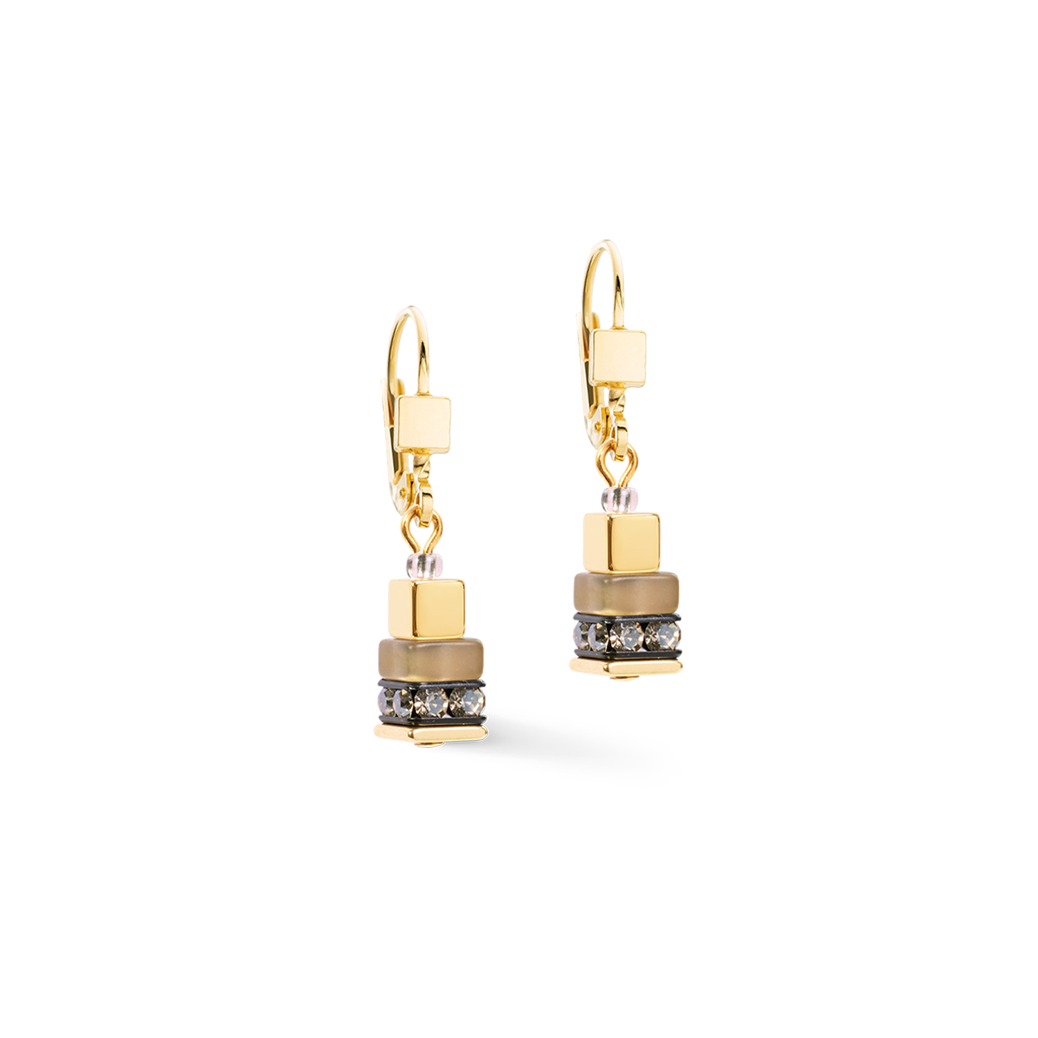 Earrings Urban Nature Cube beige-gold