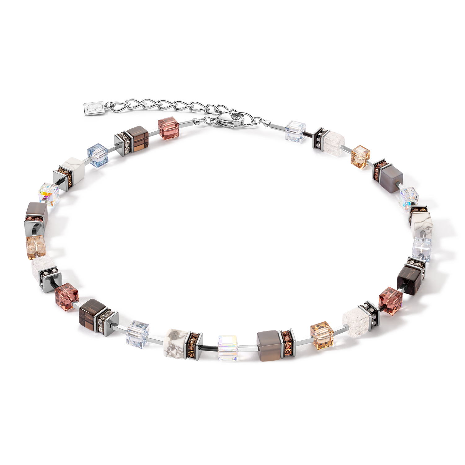 GeoCUBE® Iconic Statement Precious necklace cognac-beige